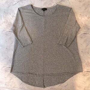 TOPSHOP Elbow Sleeve Marled Grey Oversized Shirt 8/M